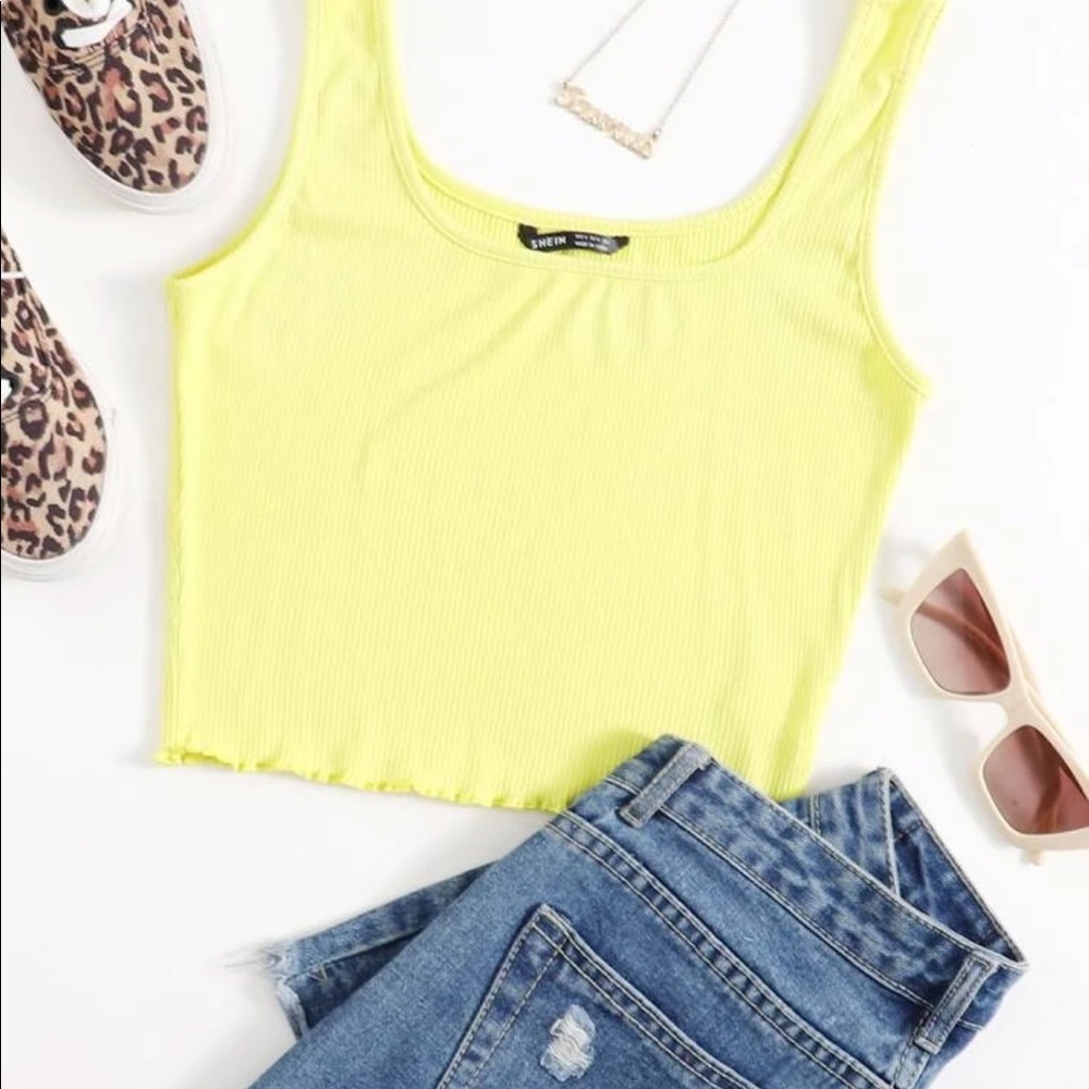 yellow shein crop top